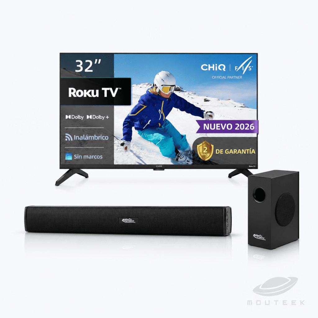 CHiQ 32" Roku TV + Barra de Sonido con Subwoofer